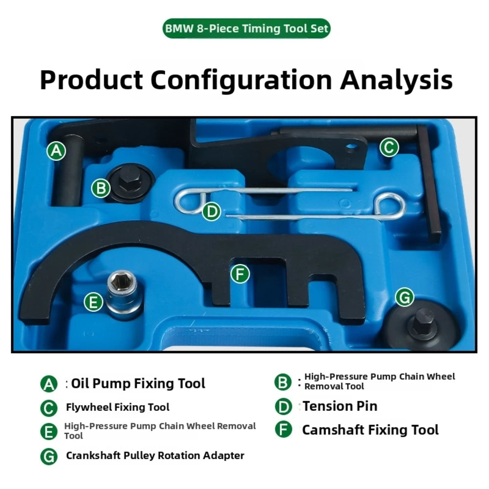 Engine Timing Locking Tool Set for BMW For N47 For N47S For N57 For N57S 2.0 3.0L For DOHC 16V Diesel Models 2007 Through 2012