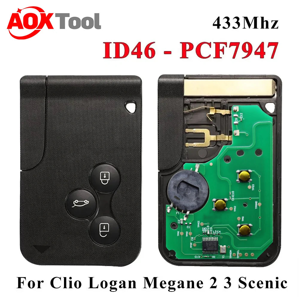 Carte Renault Megane II Scenic II Grand Scenic 433 MHz PCF7947 ID46 Télécommande Renault Megane Scenic